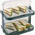 Thumbnail image #1 for Libbey APS Germany - Showcase APS 09204 2-Tier Roll-Top Pastry Display Case, Rectangular, Stainless Steel/SAN, Black