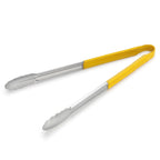 Thumbnail image #1 for New Star Foodservice Inc. 35834 Utility Spring Tongs, 16-Inch Stainless Steel, Yellow Vinyl-Coated Handle Case of 6