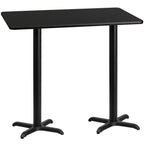 Thumbnail image #1 for Flash Furniture XU-BLKTB-3060-T2222B-GG Bar-Height Rectangular Table, Black Laminate, 60"W x 30"D