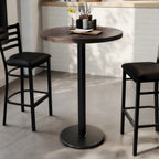 Thumbnail image #2 for Flash Furniture GSF-RD30-DKBRN-TR18B-GG 30" Round Bar-Height Table, Dark Brown Butcher Block Top, Black Cast Iron Base