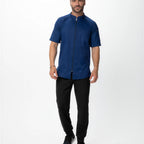 Thumbnail image #1 for Chef Works CBZ04-OCB-2XL Short Sleeve Chef Coat, Center Zipper, Ocean Blue, 2XL