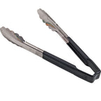 Thumbnail image #1 for AllPoints Foodservice Parts & Supplies VOL4780920 Scalloped Paddle Tongs, 9-1/2", Black Handle, Stainless Steel