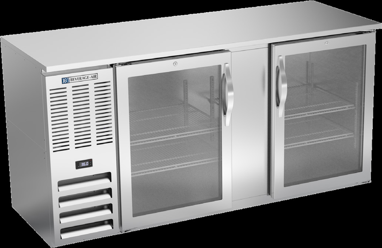Product image #2 for Beverage-Air 68-Inch Two-Section Shallow Depth Food-Rated Back Bar Refrigerator with Glass Doors