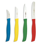 Thumbnail image #1 for Zwilling J.A. Henckels Twin Grip 1019073 4-Piece Paring Knife Set, FRIODUR-Hardened Stainless Steel Blades, Multicolored Polypropylene Handles