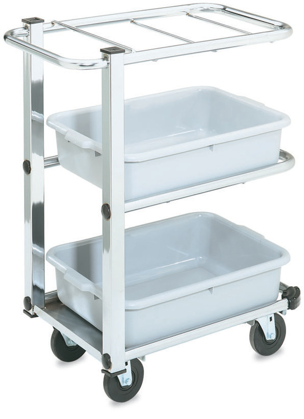 Product image #4 for Vollrath Single-Cantilever 3-Shelf Bussing Cart with Chrome Shelves and 4-Inch Swivel Casters