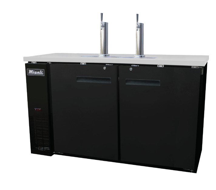 Product image #5 for Migali Competitor Series® Two-Section Direct Draw Beer Dispenser with 2 Single-Faucet Towers, Holds 2 Half-Barrel Kegs, 60.8 Inch Wide, 115V