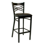 Thumbnail image #1 for ATSMFG ATS AT&S-78-BS MFG Armless Bar Stool with Crisscross Metal Back, Footrest and Textured Black Powder Coat Finish