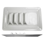 Thumbnail image #1 for International Tableware TACO14-W Rectangular Ceramic Taco Plate, 14-1/8 x 9-1/8 in, Rolled Edge, Multi-Compartment, Bright White