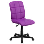 Thumbnail image #1 for Flash Furniture GO-1691-1-PUR-GG Adjustable-Height Upholstered Mid-Back Swivel Task Chair, Armless, Casters, Purple