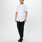 Thumbnail image #1 for Chef Works CBZ03W-WHT-S Women's Short-Sleeve Chef Coat, White, Small, Raglan Sleeves, Offset Zip Front