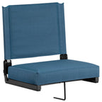 Thumbnail image #1 for Flash Furniture XU-STA-GN-GG Folding Padded Bleacher Seat with Canvas Seat and Back, Teal, Aluminum Frame