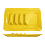 Thumbnail image #1 for International Tableware TACO14-Y Ceramic Yellow Rectangular Multi-Compartment Taco Plate, 14-1/8" x 9-1/8", Rolled Edge