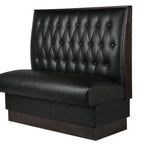 Thumbnail image #1 for ATSMFG ATS AT&S-QAS-W42-BT-BLK MFG Single Black Upholstered Button-Tufted Booth, 45-1/2"L x 42"H, Dark Walnut Wood Top and End Caps
