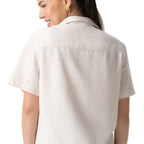 Thumbnail image #2 for Chef Works SBC01W-OAT-XS Women's Short-Sleeve Camp Shirt, Oatmeal, Button Front, XS