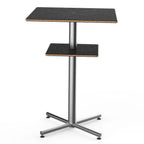 Thumbnail image #1 for Steelite International Mogogo, Polo MGCPBS02MSXX Square Pedestal Bar Table with Shelf, Nero Marquina Laminate Top, 30" x 30" x 42-1/2"H