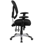 Thumbnail image #2 for Flash Furniture GO-WY-89-GG Swivel Task Chair, Adjustable Height, Mesh Back, Upholstered Waterfall Seat, Padded Arms, Casters