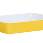 Thumbnail image #1 for Cal-Mil 24132-1410-42BOWL Rectangular Melamine Bento Sushi Box with Bowl, Yellow, 14"W x 10.5"D x 3"H Case of 3