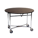 Thumbnail image #1 for Lakeside Manufacturing 74412S Round Room Service Table, 40-Inch Walnut Woodgrain Laminate Top, Folding Chrome Frame, 4-Inch Casters