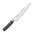Thumbnail image #1 for Korin Inc HKR-DMSU-210 Sujihiki Slicer, 8-1/4-Inch, Damascus V10 Steel, 50/50 Beveled Edge, Black Paper Micarta Handle