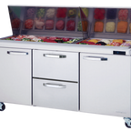 Thumbnail image #1 for Blue Air FSE LLC BLMT72-D2M-HC Three-Section Mega Top Sandwich Prep Table, 72-3/8"W, 2 Doors, 2 Drawers, 30-Pan Capacity