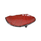 Thumbnail image #1 for Korin Inc PLL-270 Abstract Footed China Plate, 9 x 7-3/4 x 2-1/4, Metallic Charcoal Base with Red