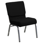 Thumbnail image #1 for Flash Furniture Hercules XU-CH0221-BK-SV-GG Extra Wide Stacking Church Chair, Black Fabric Upholstery, Silver Vein Frame, 800 lb Capacity