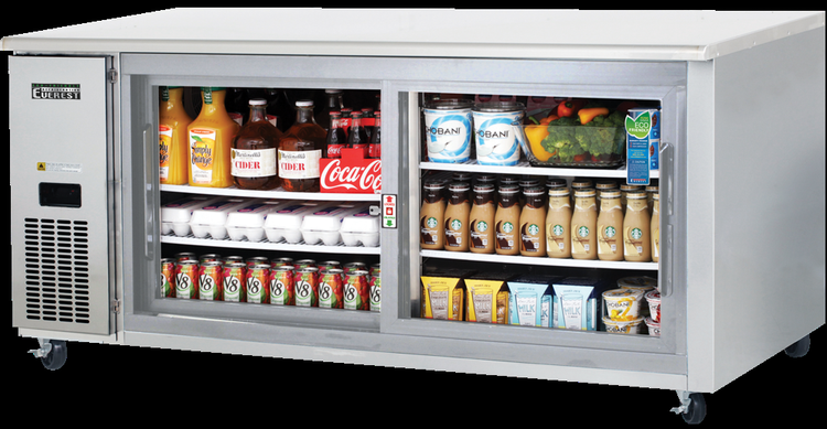 Product image #5 for Everest Refrigeration ETGWR2 Two-Section Undercounter Glass Door Worktop Refrigerator, 22 Cu. Ft., Side-Mounted Self-Contained R290