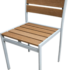 Thumbnail image #1 for Oak Street OD-CM-TK-B Indoor/Outdoor Dining Chair, Brown Synthetic Teak Ladder Back and Seat, Steel Frame