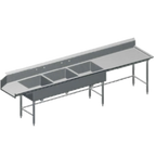 Thumbnail image #1 for Pacific Stainless Products TCDT84-24-14R Three-Compartment Clean Dishtable Sink, 84 x 30, 24 x 24 Compartments, 14 ga 304 Stainless Steel