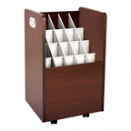 Thumbnail image #1 for Alpine Industries ADI624-MA Mobile Wooden Blueprint Roll File and Large Document Organizer, 20-Slot, Mahogany Finish