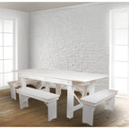 Thumbnail image #2 for Flash Furniture Hercules XA-FARM-1-WH-GG Antique Rustic White Farm Table Set with 84-Inch Folding Table and Four Benches