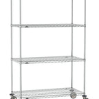 Thumbnail image #1 for Metro Super Erecta SE-1872C-80-M4 Mobile Chrome Wire Shelving Unit, 72"W x 18"D x 80"H, 5 Shelves