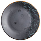 Thumbnail image #1 for Vertex China London Moonstone LMS-C21 12" Round Coupe Porcelain Plate, Hand-Painted Matte Black/Sky Blue Reactive Glaze 1 Dozen
