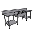 Thumbnail image #1 for Pacific Stainless Products PTD10830C8C24S Stainless Steel Double Sink Table, 108"W x 30"D, 2 x 24" Sinks, 8" Backsplash, Undershelf