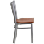 Thumbnail image #2 for Flash Furniture Hercules XU-DG-60401-CHYW-GG Restaurant Chair, Metal Cutout Slat Back, Cherry Finish Plywood Seat