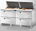 Thumbnail image #1 for True SPEC Series 64-Inch Two-Section Sandwich/Salad Prep Table with 4 Drawers, 24-Pan Top, and Rear-Mounted Self-Contained Refrigeration