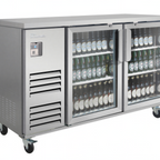 Thumbnail image #1 for Blue Air FSE LLC BLBB69-3SG-HC Two-Section Back Bar Cooler, 69"W, 2 Glass Doors, Stainless Steel Exterior