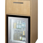 Thumbnail image #2 for Summit Commercial Summit Appliance QCSDR3OAK Coffee Station with Minibar, 21 in Wide, 1.2 cu. ft., Light Oak, Glass Door, Storage Drawer