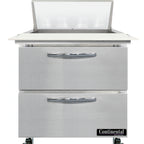 Thumbnail image #2 for Continental Refrigerator SW32N8C-D 32" Stainless Steel Sandwich Prep Table with 2 Drawers and 8-Pan Top
