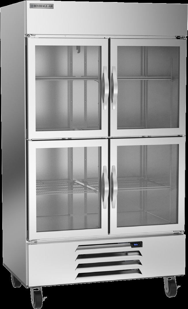 Product image #5 for Beverage-Air Horizon Series Two-Section Half-Glass Door Reach-In Refrigerator, 40.2 Cu. Ft., Bottom Mount, Stainless Steel