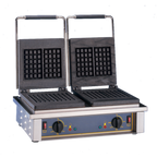 Thumbnail image #1 for Equipex LLC Roller Grill GED20 Double Electric Waffle Maker, Cast Iron Liege Pattern Plates, Thermostatic Controls