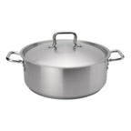 Thumbnail image #1 for Browne USA Foodservice Elements 5734014 15 qt Stainless Steel Brazier with Self-Basting Cover, Induction Ready