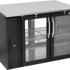 Thumbnail image #1 for Victory Refrigeration VBB48HC-FG-PT-B Pass-Thru Back Bar Refrigerator, 4 Glass Doors, Black Exterior, Stainless Steel Top, 48"W