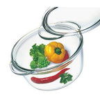 Thumbnail image #1 for Kadra Kitchenware Simax SX-6686/6696 Round Deep Glass Casserole Dish with Lid, 1.8 qt., 6" Case of 6