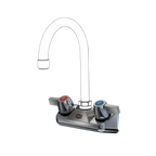 Thumbnail image #1 for NBR Equipment P3W4 Wall-Mount Faucet, 4" Centers, Brass Body, 1/4-Turn Ceramic Valves, Without Spout