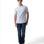 Thumbnail image #1 for Chef Works CES06-BZE-L Unisex Blue Short-Sleeve Chef Coat, Large, Single-Breasted with Hidden Snaps