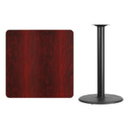 Thumbnail image #2 for Flash Furniture XU-MAHTB-3636-TR24B-GG Bar-Height Square Pedestal Table, 36"W x 36"D, Mahogany Laminate