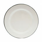 Thumbnail image #1 for TableCraft Products Enamelware 80019 Round Porcelain-Coated Steel Plate, 10-1/4", Creamy White with Black Rim Case of 6