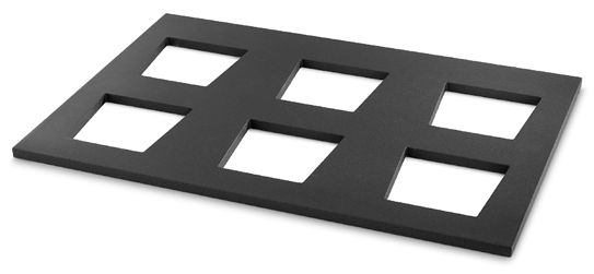 Product image #4 for Vollrath Cubic Buffet Display Template for 6 Medium Square Melamine Bowls, Black Wood