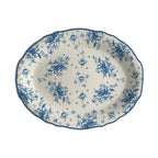 Thumbnail image #1 for Steelite International HL Ivory HL52663889 Oval China Platter, 11.75 x 8 in, Carolyn Liliana Blue, Scalloped Edge 1 Dozen